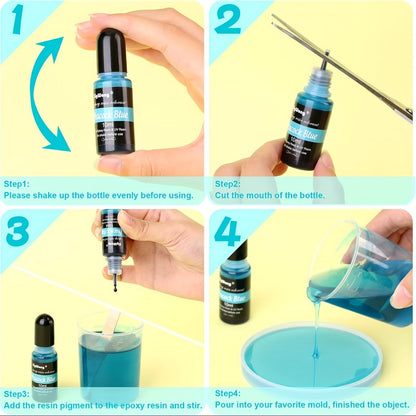24 Color Liquid Epoxy Resin Colorant Set - Highly Concentrated Resin Dye for Jewelry Making, Resin Art, Painting and DIY Crafts, 0.35oz / 10ml Each, Complete Color Kit for Beginners and Artists