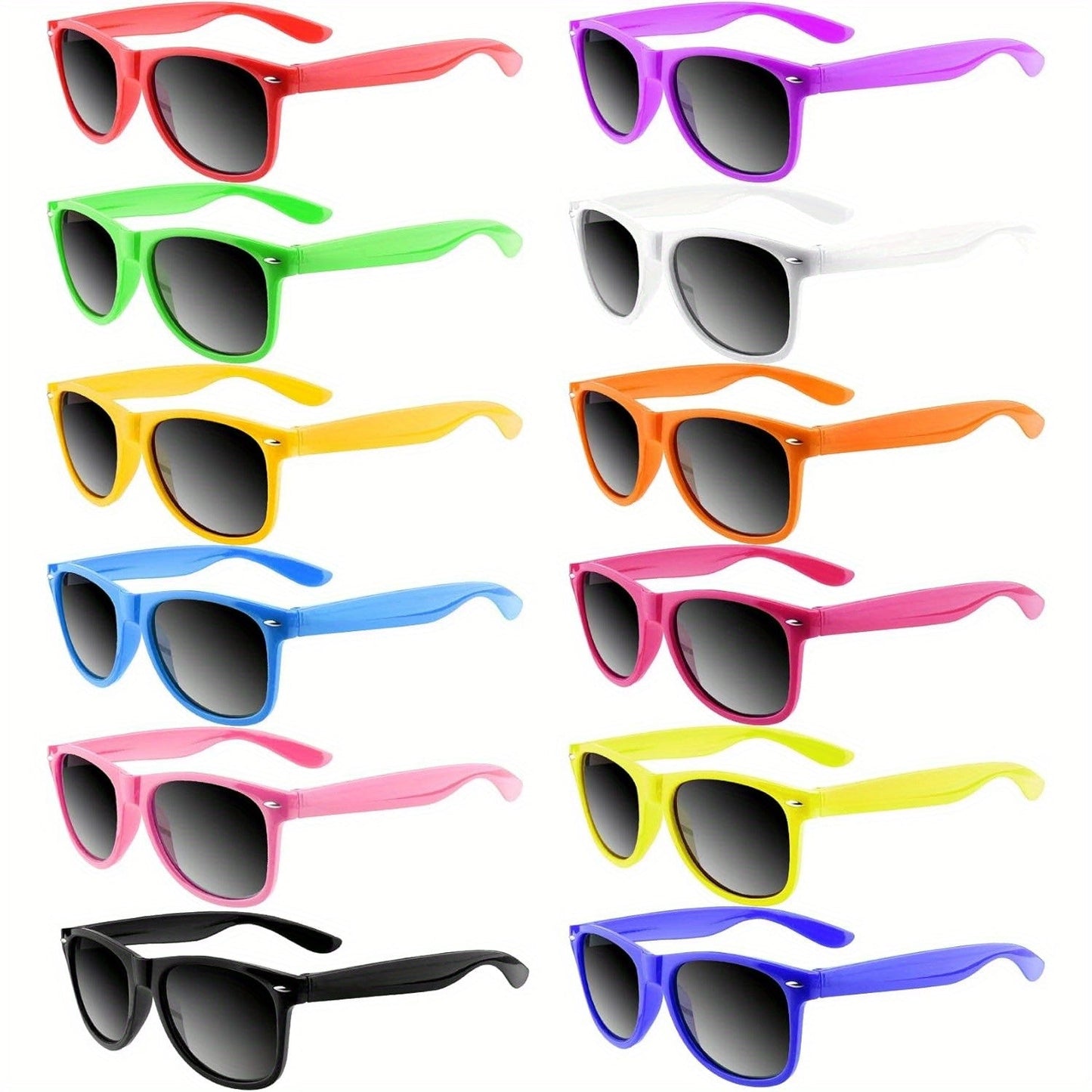 12 Pack Neon Colorful Party Sunglasses Bulk UV400 Shatterproof Lenses for Adults Birthday Beach Pool Summer Party Favors Gift Bag Fillers