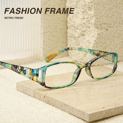Women's Fashion Glasses 5 Pack – Small Frame Hollow Design, Trendy Graffiti Print, Lightweight Stylish Eyewear for Women & Teen Girls