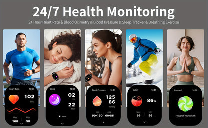 Smartwatch 2.1" HD Full Screen Display Bluetooth 5.3 with AI Voice Command, 400mAh Battery, Wireless Calls & SMS Alerts, 123+ Sports Modes, Music Playback & Social Sharing – Fashion Smart Watch for Men & Women