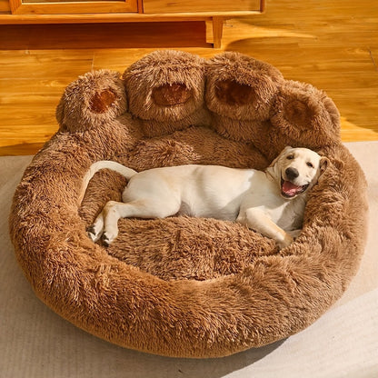 Bear Paw Plush Round Pet Bed for Dogs & Cats – Soft Calming Dog Bed, Non-Slip Cat Bed, Warm Cozy Puppy Bed, Small Medium Large, 20/24/28/36 Inch, Coffee/Pink/Gray