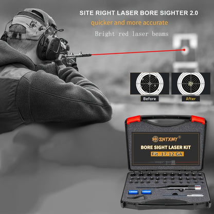 Bore Sight Laser Kit Red Green Boresighter with 8 or 32 Adapters Universal Multi-Caliber 0.17 Cal to 12GA for Rifle Pistol Shotgun - Tactical Gun Zeroing Tool
