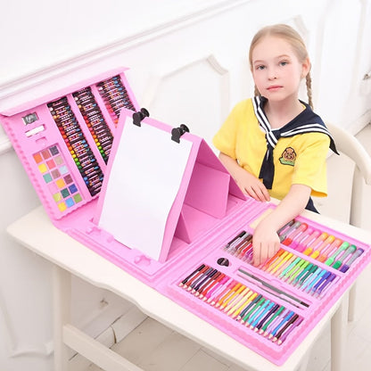 228 Pcs Kids Art Painting Set with Easel, Complete Beginner Drawing Kit for Children Ages 3-12, Includes Sketchbook, Coloring Book, Acrylic Markers, Watercolor Pens, Oil Pastels, Colored Pencils & Eraser