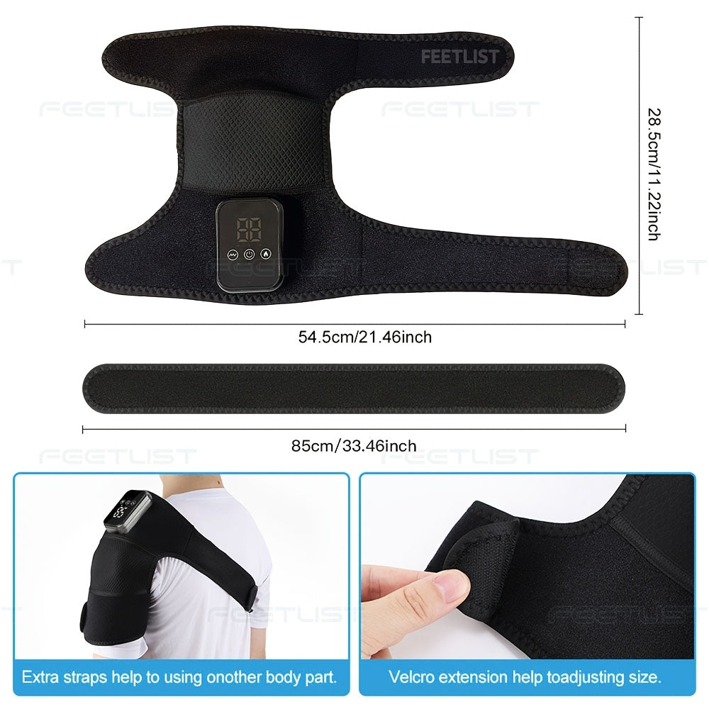 Cordless Shoulder Heating Massager with Vibration – 3 Heat & 3 Vibration Levels, LED Touch Screen, Electric Heating Pad for Shoulder, Elbow & Knee Pain Relief, Gift for Parents & Father’s Day