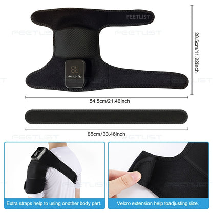 Cordless Shoulder Heating Massager with Vibration – 3 Heat & 3 Vibration Levels, LED Touch Screen, Electric Heating Pad for Shoulder, Elbow & Knee Pain Relief, Gift for Parents & Father’s Day