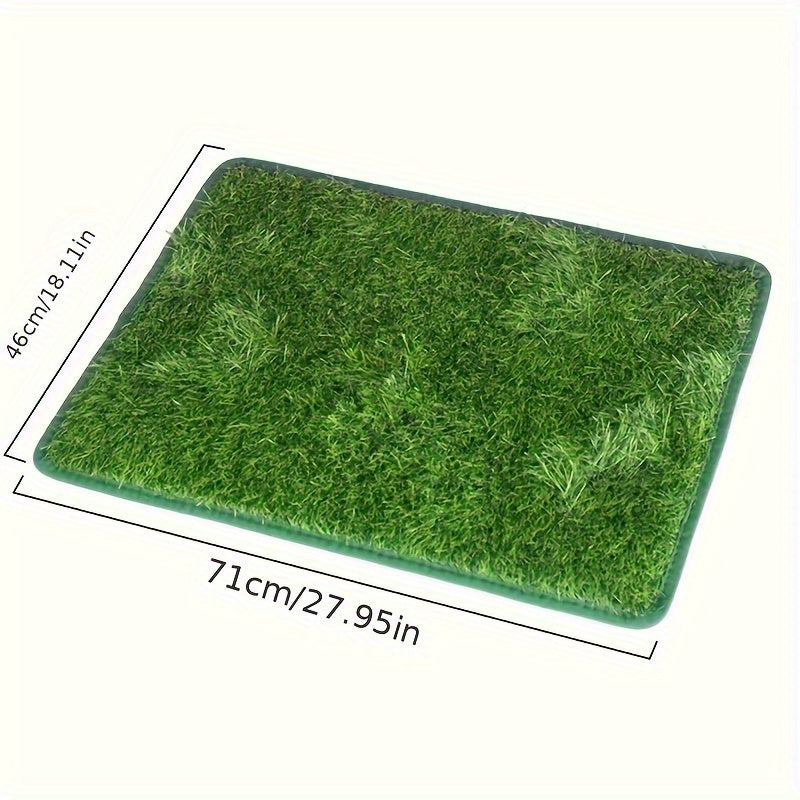 Washable Reusable Dog Toilet Training Pad – Anti-Odor Artificial Grass Pee Pad with Poop Bag, Indoor & Outdoor Use, M & L Sizes, Black Silhouette Design