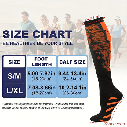 Compression Sports Socks 6 Pack Unisex Breathable Moisture-Wicking Polyester Knit Athletic Socks for Basketball Football Running Hiking Outdoor Sports – Sizes S/M & L/XL