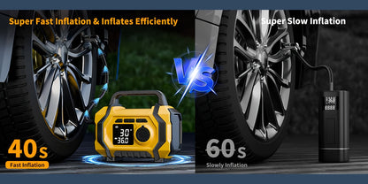 7000A Portable Jump Starter with Air Compressor – 8-in-1 Car Battery Booster, 150PSI Auto-Stop Tire Inflator, Power Bank, LED Emergency Light – Fits Gas up to 9L & Diesel up to 8.5L, 12V Vehicles