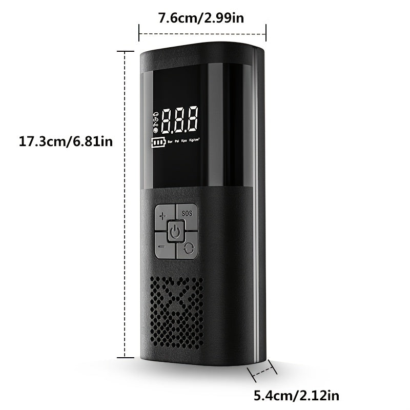 Portable Tire Inflator 150PSI Cordless Air Compressor | 6000mAh Battery, 3X Fast Inflation, LCD Pressure Gauge, Auto Shutoff, LED Light, USB-C – For Cars, Motorcycles, Bicycles & Balls