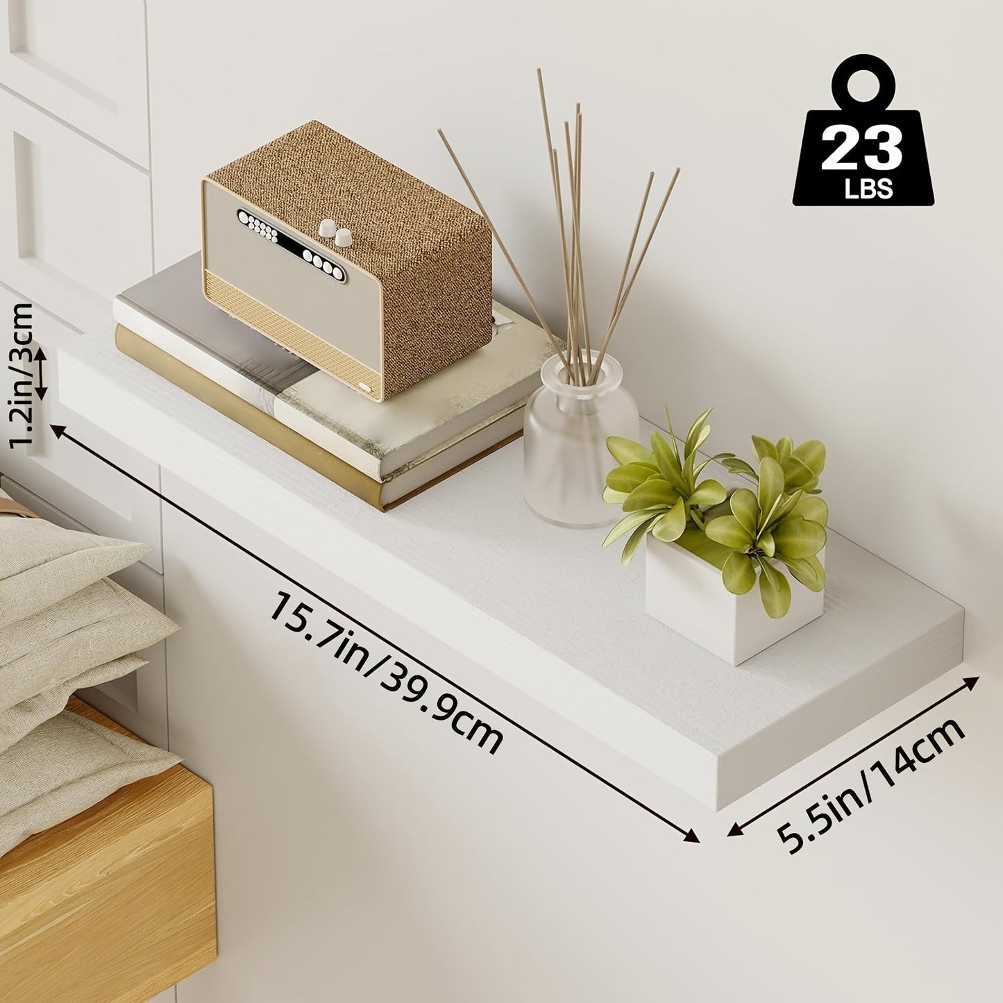 Floating Wall Shelves Wood 2/4/6 Pack 15.7 19.7 22 Inch Wall Mounted Shelves for Living Room Kitchen Bathroom Bedroom Holds 30 lbs Walnut Brown White Black Gray Home Decor Storage