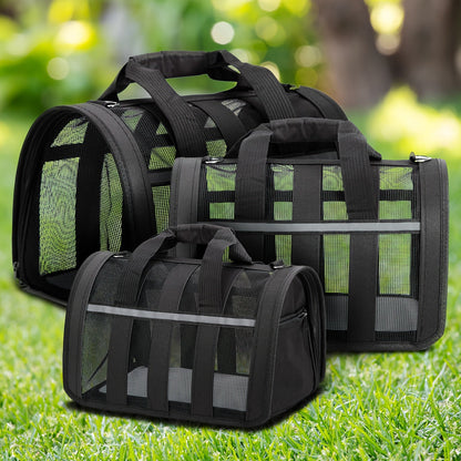 Foldable Soft Pet Carrier Bag – Breathable Mesh Travel Bag for Cats & Dogs, 6 Colors, S/M/L Sizes, Portable with Zipper Closure