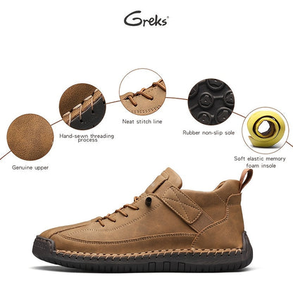Men's Slip-On Ankle Boots Lightweight Mid-Top Loafers Cushioned Sole Non-Slip for Walking Driving Casual Office Semi-Formal Spring Fall EU 34.5-48