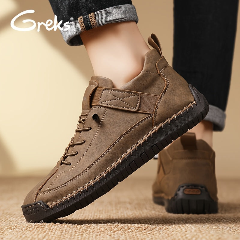 Men's Slip-On Ankle Boots Lightweight Mid-Top Loafers Cushioned Sole Non-Slip for Walking Driving Casual Office Semi-Formal Spring Fall EU 34.5-48