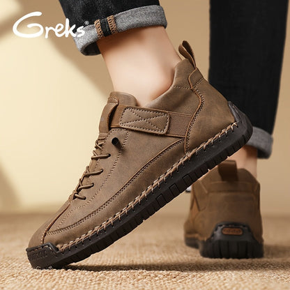 Men's Slip-On Ankle Boots Lightweight Mid-Top Loafers Cushioned Sole Non-Slip for Walking Driving Casual Office Semi-Formal Spring Fall EU 34.5-48