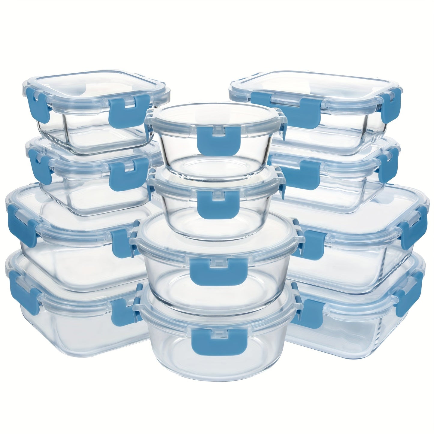 Borosilicate Glass Food Storage Containers 24-Pack (12 Bowls + 12 Airtight Lids) – Meal Prep Glass Bowls, Microwave & Dishwasher & Freezer Safe, BPA Free, Multi-Color Lids for Kitchen & Lunch