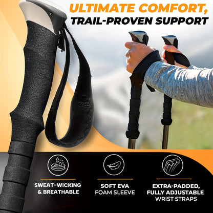 Trekking Poles 2 Pack Aluminum Alloy Lightweight Collapsible Telescopic Hiking Sticks Quick Lock for Men Women – Hiking Camping Backpacking Trail Walking Black Silver Green