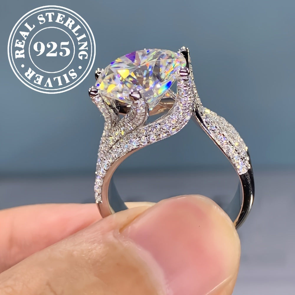 925 Silver Six-Prong Moissanite Engagement Ring – Classic Luxury Solitaire, Brilliant Diamond Alternative for Engagement, Anniversary & Gift for Her, Elegant & Sexy Design