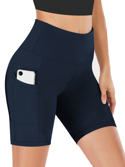 Women's High Waist Yoga Shorts Sweat-Wicking Elastic Waistband 5-Point Biker Shorts for Cycling Running Training Gym – Fashionable Casual Activewear for Summer