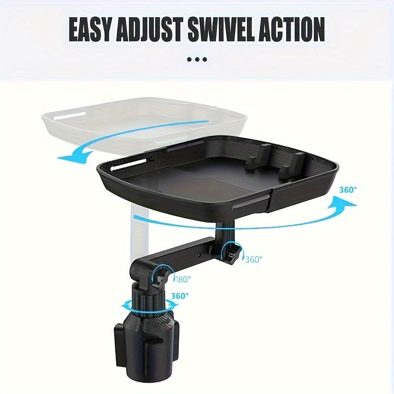 Car Cup Holder Tray 3-in-1 – ABS Adjustable Rotating Bracket, Dual Expandable Base, Phone Holder & Drink Organizer for Most Vehicles | Velora
