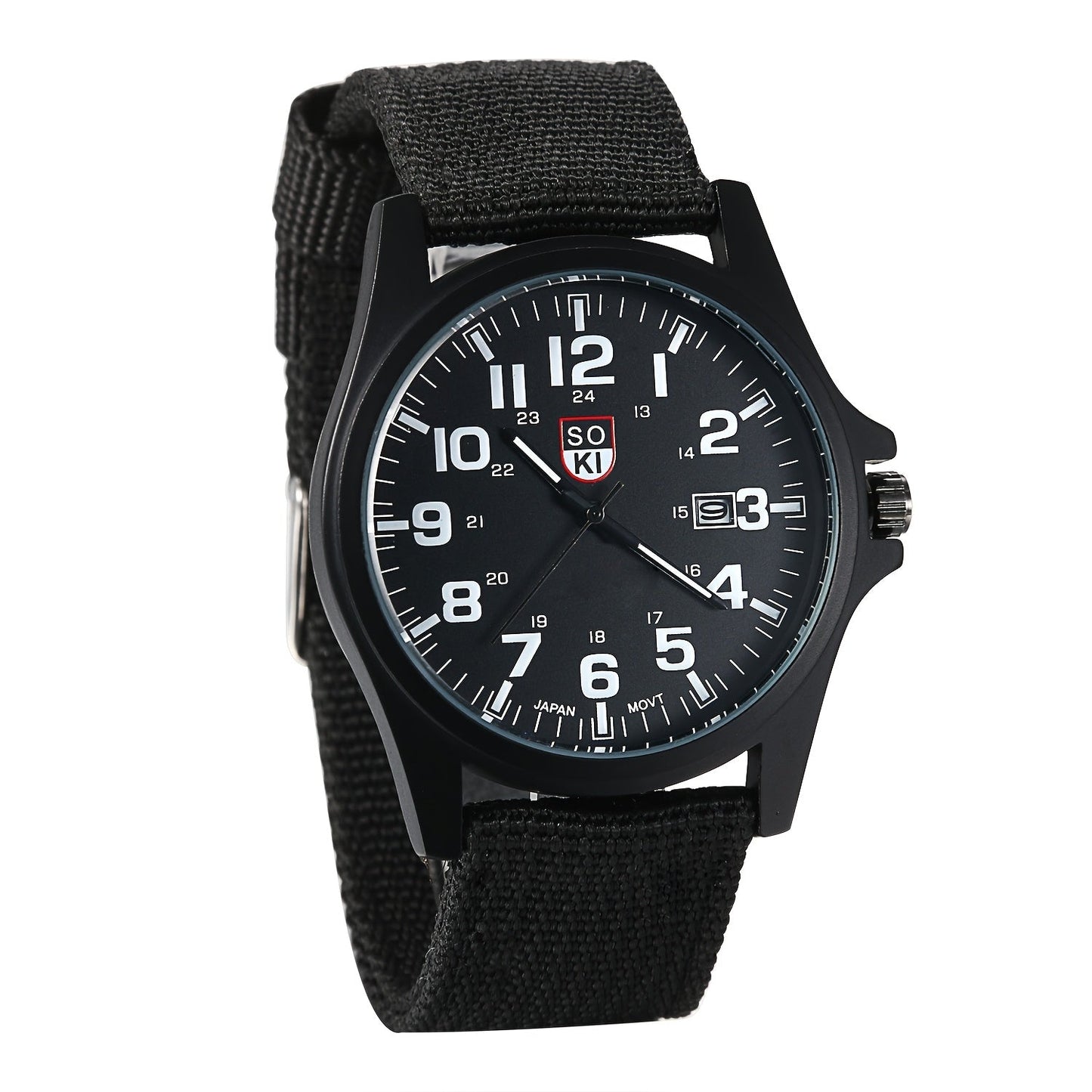Men's Minimalist Nylon Strap Quartz Watch - Casual Analog Wristwatch with Luminous Dial, 24-Hour Calendar & Stainless Steel Case, Everyday Sport Field Watch for Men, Great Gift