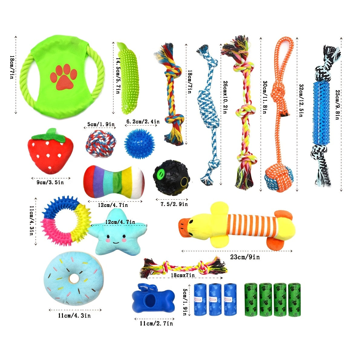 25pcs Dog Toys Set for Small Dogs & Puppies – Chew Toys, Squeaky Toys, Rope Tug, Teething Toys, Treat Dispenser Balls, Interactive Play Bundle