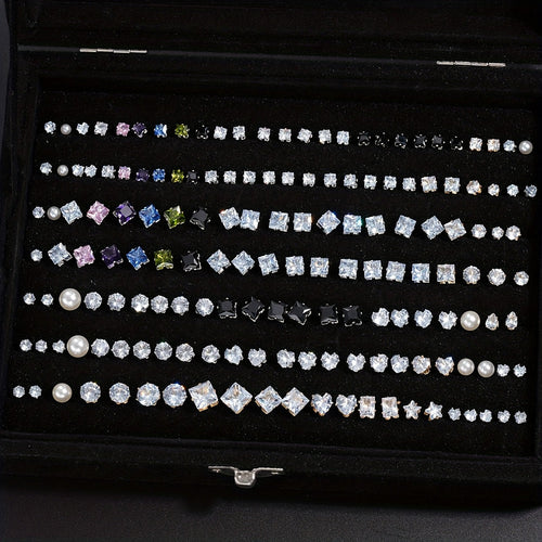 162pcs Rhinestone Geometric Love Earrings Set for Women – Sparkling Heart & Geometric Styles, Multicolor, Perfect for Vacation, Dating, Holiday, Daily Wear & Party Matching