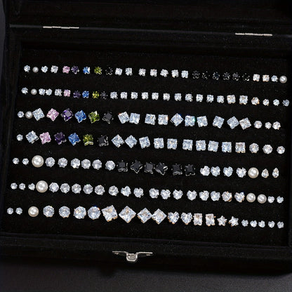 162pcs Rhinestone Geometric Love Earrings Set for Women – Sparkling Heart & Geometric Styles, Multicolor, Perfect for Vacation, Dating, Holiday, Daily Wear & Party Matching