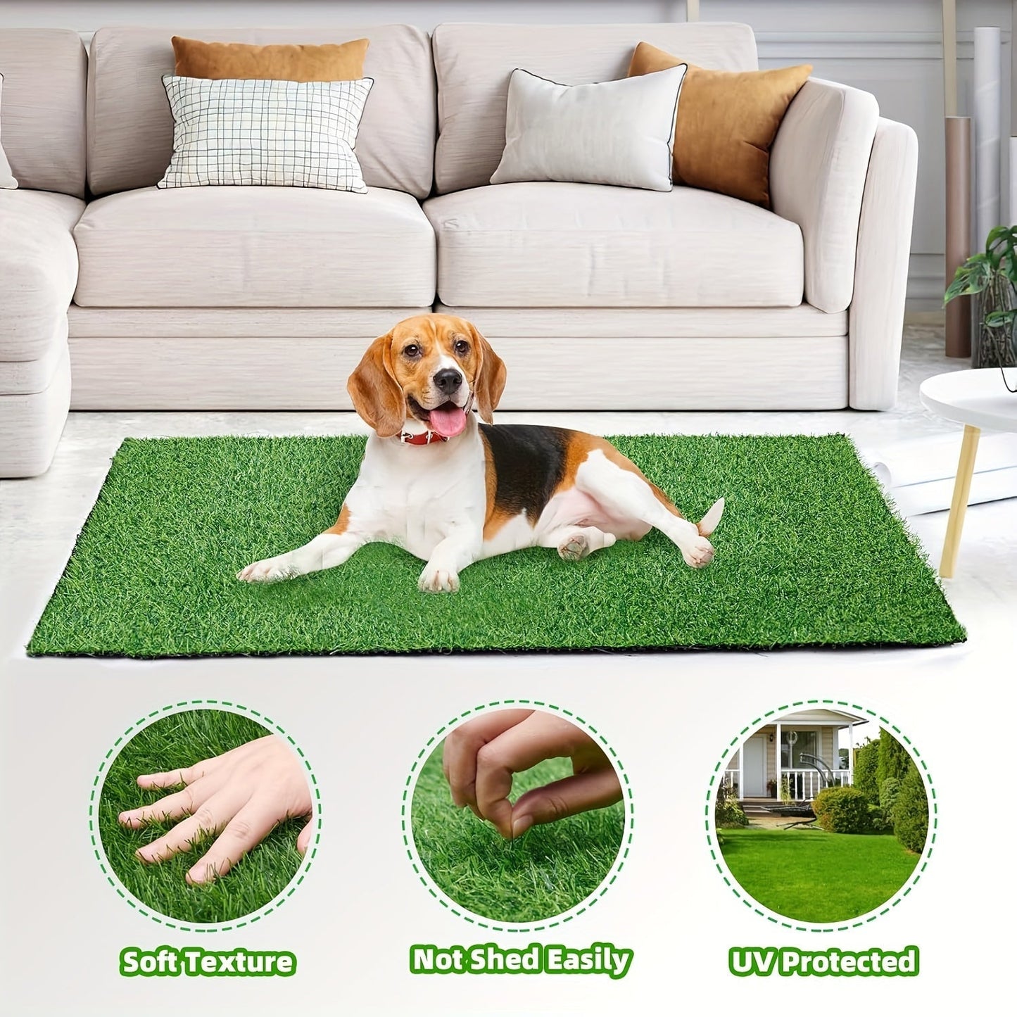 Artificial Grass Dog Potty Pad – Reusable Pee Pad for Dogs Indoor & Outdoor Potty Training, Soft Drainage Turf Mat for Puppies, Small & Large Dogs, Multiple Sizes Available