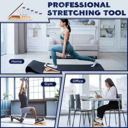 Adjustable Wooden Slant Board for Calf Stretching – Non-Slip Incline Wedge Stretcher for Squats Ankle Foot Mobility Heel Stretch Physical Therapy Balance