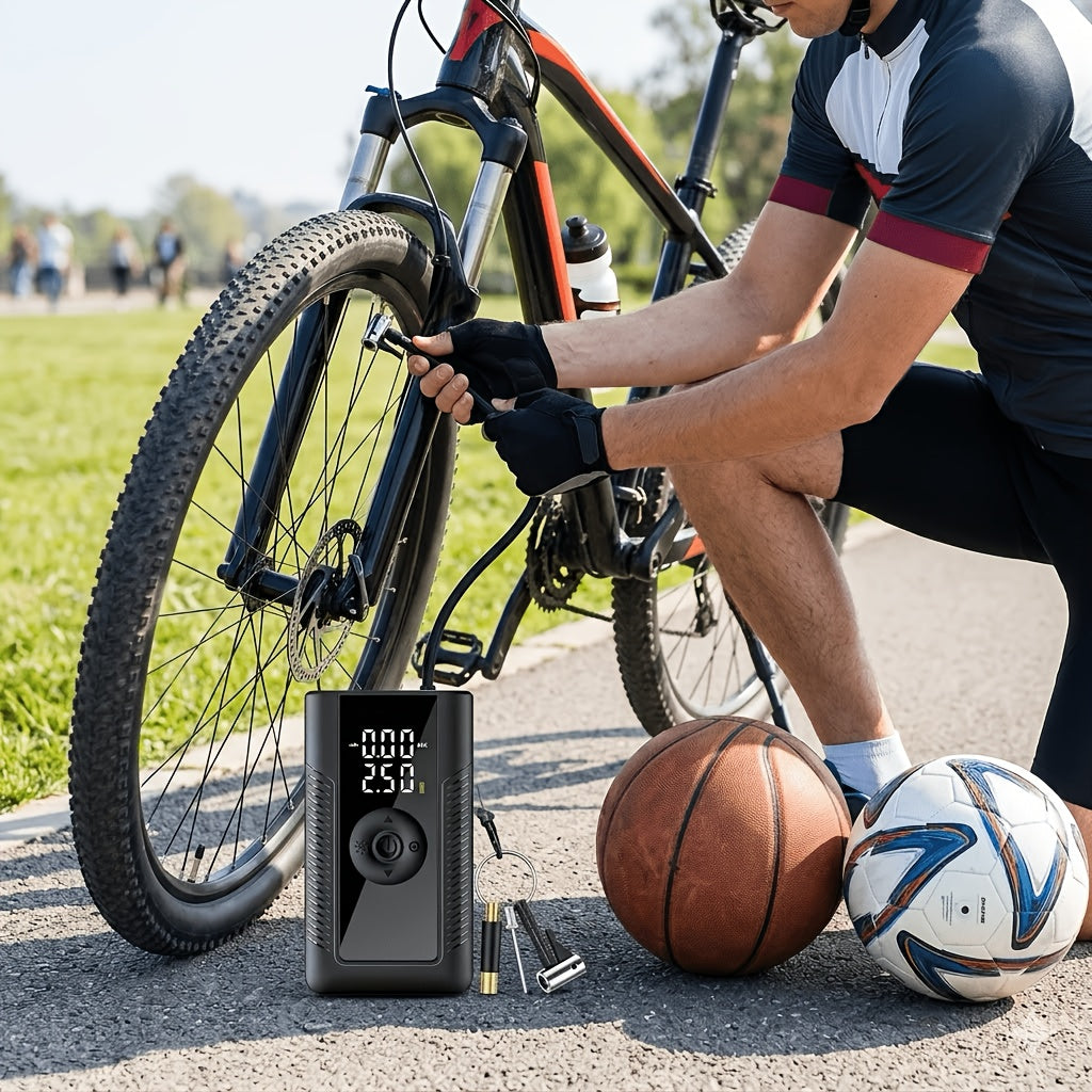 Portable Cordless Tire Inflator 160PSI Air Compressor with Digital Pressure Gauge LED Light 8X Faster Inflation for Car Motorcycle Bike Ball - Rechargeable Electric Air Pump