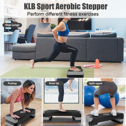 Adjustable Aerobic Step Platform – 3 Height Settings (4"/6"/8"), Non-Slip Workout Stepper for Home Gym Cardio Training, Step Aerobics Exercise Board (6 Colors)