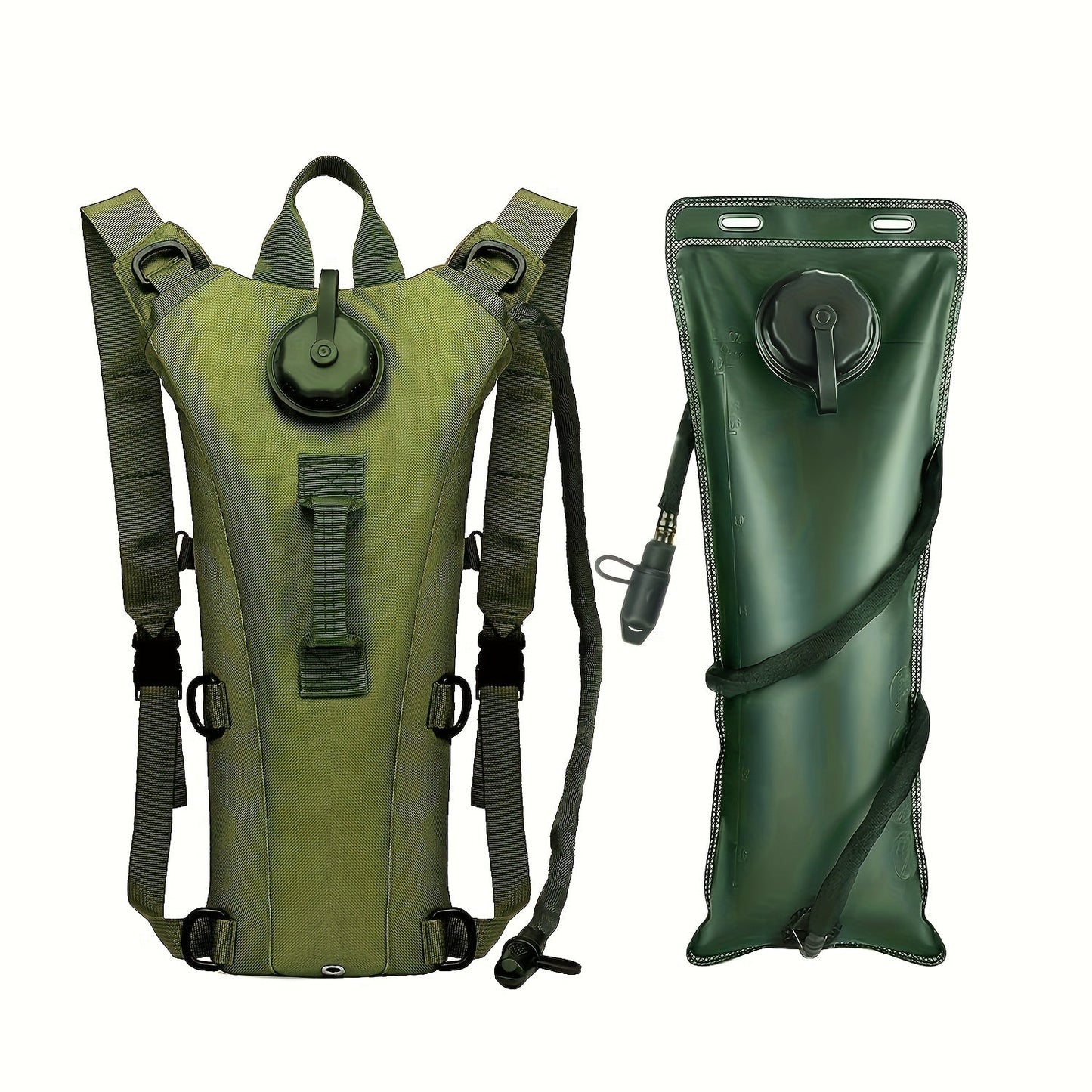 Hydration Backpack with 3L Water Bladder – Nylon Hiking Pack with Included Water Bag for Camping, Trail Running & Outdoor Adventures, Available in Khaki, Green, Camo & Camo Gray