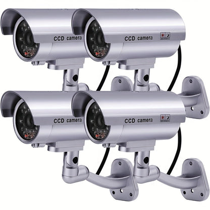 Dummy Security Camera Fake CCTV Surveillance System – Realistic Simulated LED Lights, Adjustable Mount & Warning Stickers, Indoor & Outdoor Home Security Decoy Camera – 2 or 4 Pack