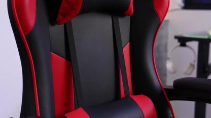 Ergonomic Gaming Chair with Footrest & Lumbar Support – Racing Style Esports Computer Chair, Fixed Armrests, Adjustable Recliner, Home Office Desk Chair for Adults