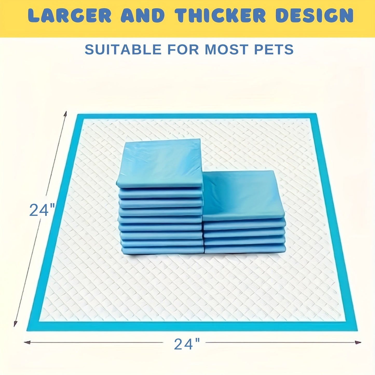 Ultra Absorbent Dog Potty Pads – 300% Thicker Mess-Proof Backing, 28"x34" & 24"x24" Sizes, 50-200 Pads Bulk Pack, for Home Travel & Camping, Ideal for Active Dogs & Puppies