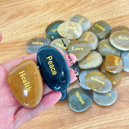 25pcs Engraved Inspirational Stones Set – Laser Engraved Motivational Word Rocks for Home Decor, Garden, Prayer & Gifts for Friends, Family & Valentine’s Day
