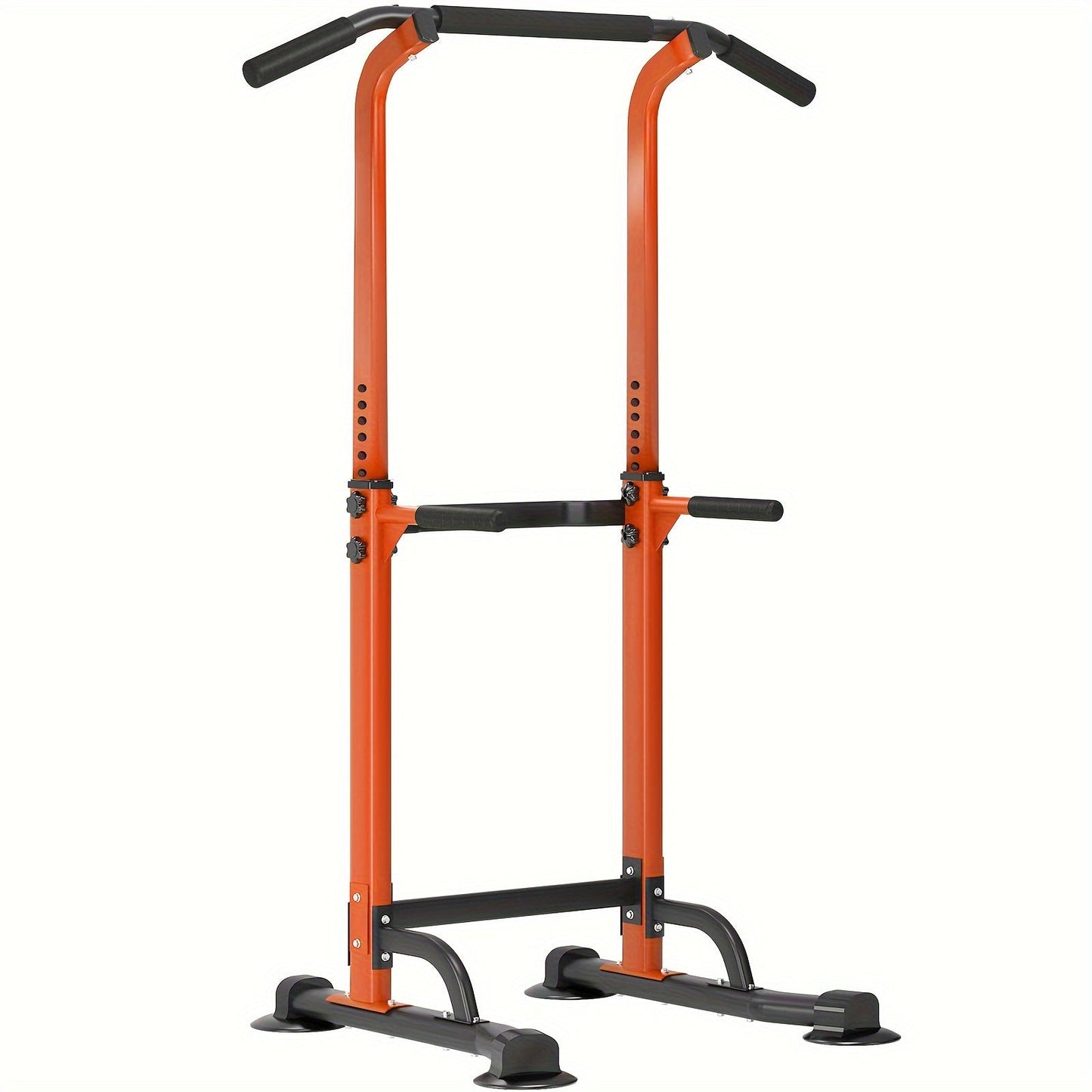 Adjustable Power Tower Dip Station Pull Up Bar for Home Gym 10 Height Levels 65-82.7 Inch 330LBS Capacity 6 Exercise Positions Full Body Strength Training Black Red Yellow Blue Pink Orange