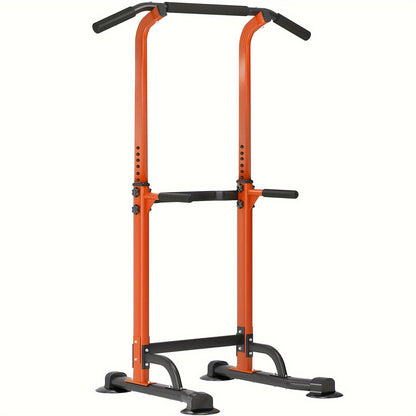 Adjustable Power Tower Dip Station Pull Up Bar for Home Gym 10 Height Levels 65-82.7 Inch 330LBS Capacity 6 Exercise Positions Full Body Strength Training Black Red Yellow Blue Pink Orange