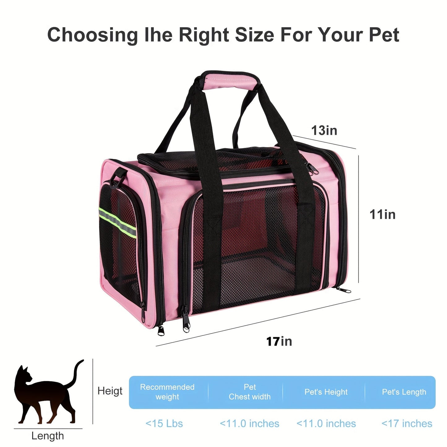 Airline Approved Pet Carrier Soft Sided – TSA Approved Collapsible Travel Bag for Small Dogs, Cats & Kittens Under 15 lbs, Fits Under Airplane Seat