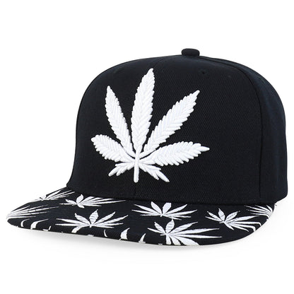 Rasta MJ Leaf 3D Embroidered Flat Bill Snapback Cap – Hip Hop Reggae Hat, Adjustable Snapback, One Size Fits Most, Unisex Streetwear Baseball Cap