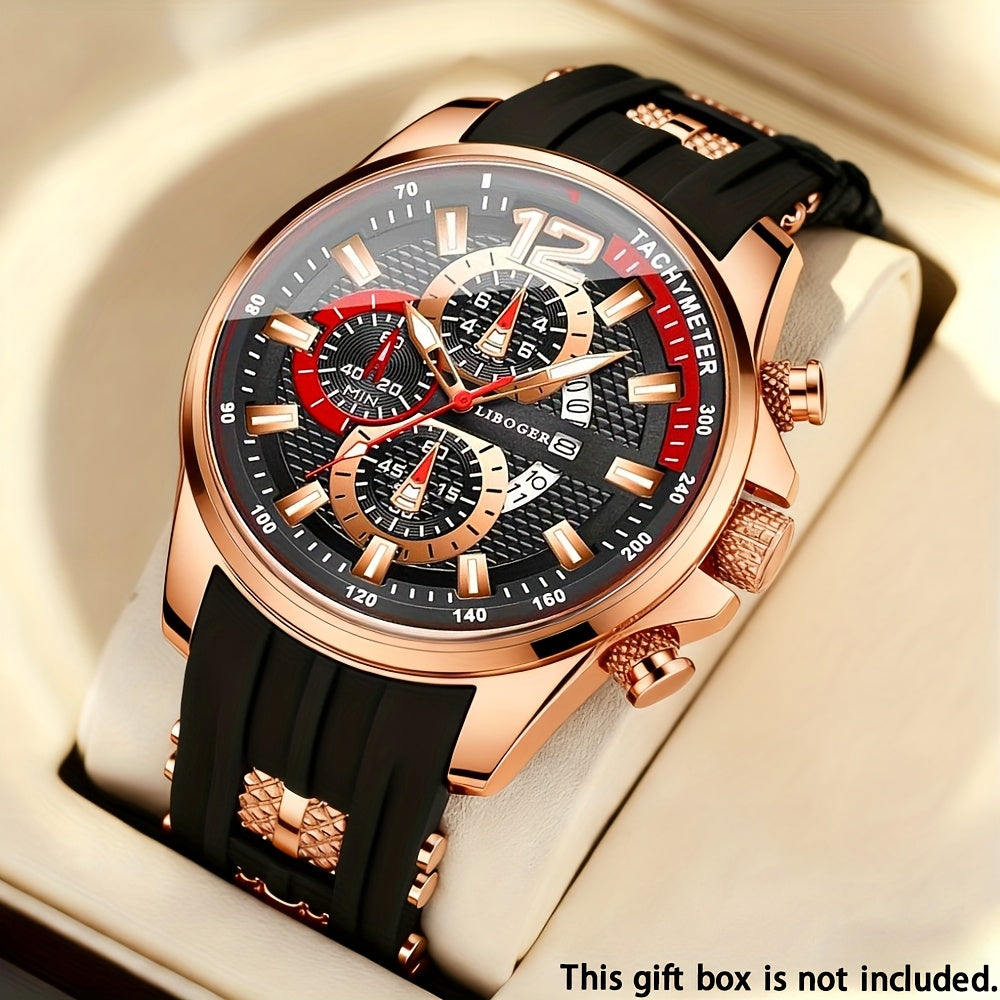 Men's Casual Quartz Watch Silicone Strap Date Display Sporty Analog Wristwatch – 11 Colors, Lightweight Fashion Watch for Men, Perfect Gift for Him Birthday Christmas Thanksgiving