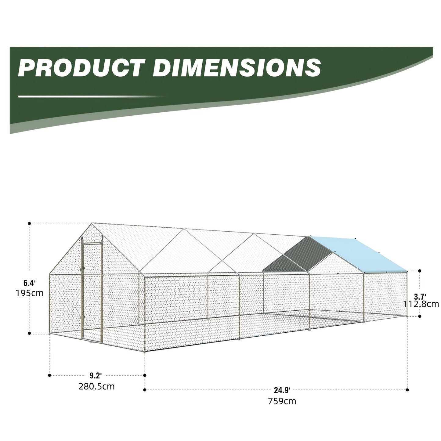Large Walk-In Metal Chicken Coop Outdoor Hen House with Anti-UV Cover Aluminum Poultry Cage for Backyard Garden – Multiple Roof Styles