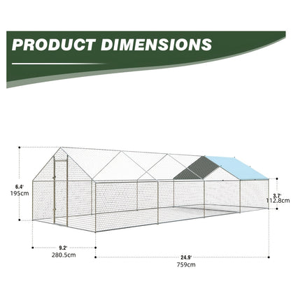 Large Walk-In Metal Chicken Coop Outdoor Hen House with Anti-UV Cover Aluminum Poultry Cage for Backyard Garden – Multiple Roof Styles