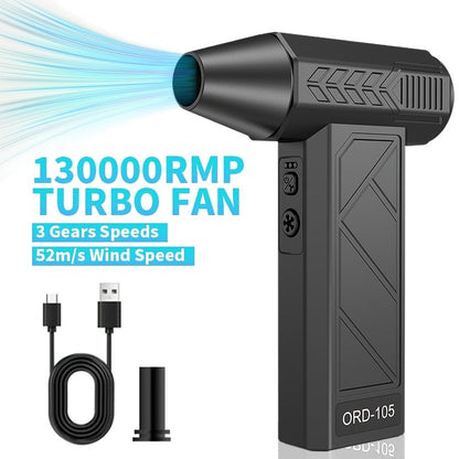 Portable Turbo Air Blower 130000 RPM Rechargeable – High-Power Electric Dust Blower Fan, 3-Speed Adjustment for Computer Keyboard Car Camping Snow Cleaning, Birthday Gift for Men