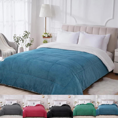 All Season Comforter Thick Soft Quilted Box Stitch | Ultra Breathable Machine Washable Down Alternative Duvet | Twin Full Queen King | Autumn Winter Spring Bedding | Rouge Black Grey Blue Green