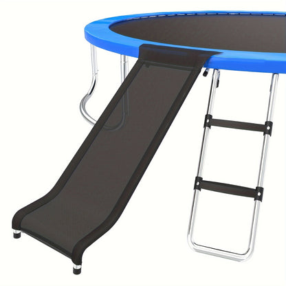 Trampoline Ladder and Slide Kit 2-Step Wide Safety Stairs Tear-Resistant Slide PE Galvanized Steel Universal Trampoline Accessories for Kids Adults Ages 14 Plus Outdoor Backyard Play