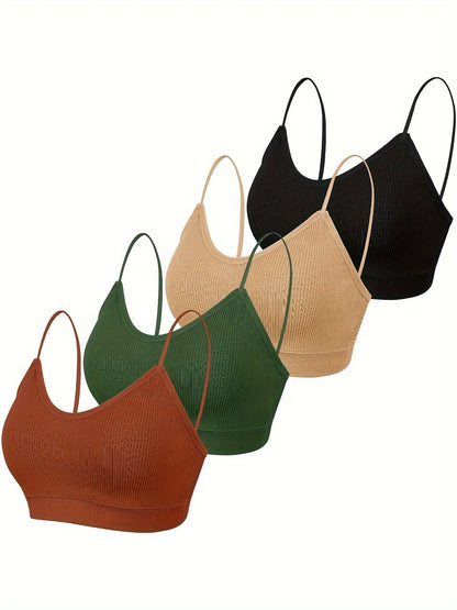 4 Pack Women's Wireless Bralettes with Removable Padding – Soft Breathable Seamless Bra Set for Yoga Lounge Sleep & Everyday Wear, Sizes S-XL in Multiple Colors