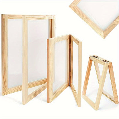 Wooden Papermaking Kit – 3-Piece DIY Handmade Paper Craft Frame Mold Set with Elastic Net & Metallic Hinges, 3 Sizes Included, Perfect for Cards, Journals, Gift Tags & Stationery | Velora