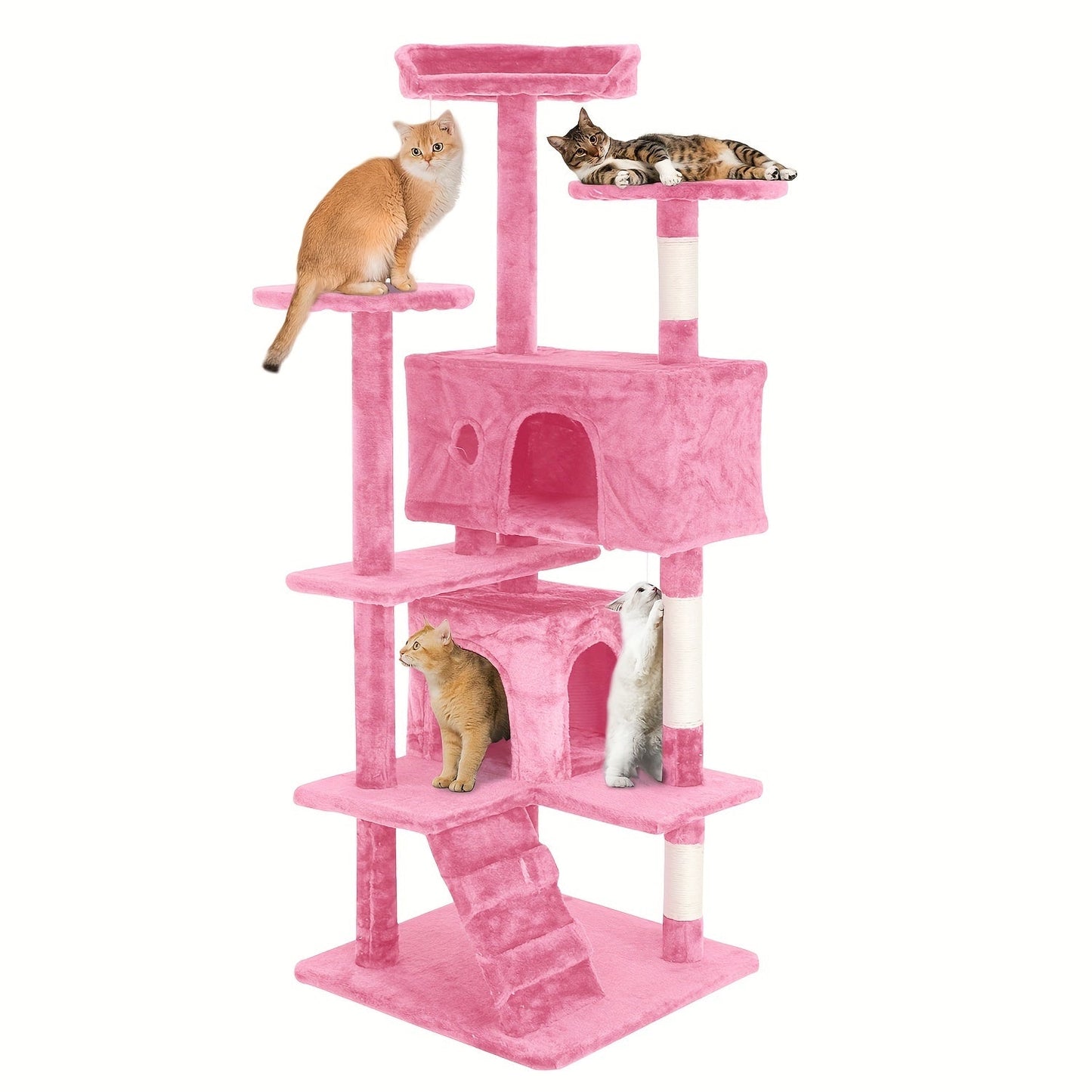Multi-Level Cat Tree Tower with Scratching Post, Perches & Plush Apartments – Space-Saving Indoor Cat Climbing Frame & Activity Center, Heights 36–80 Inch, 6 Colors