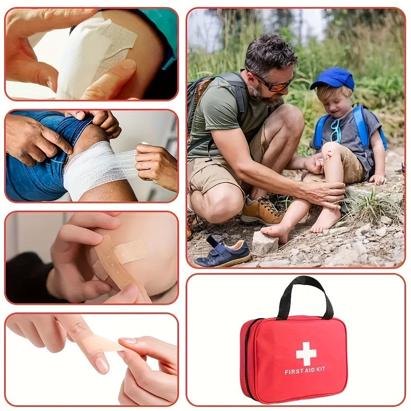 22-Piece Portable First Aid Kit for Car Travel Camping Hiking, Compact Emergency Medical Rescue Kit for Home Office Outdoor Adventures, Lightweight Zip Bag